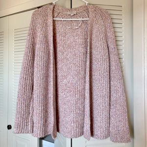 LOFT Space-Dye Open Cardigan (Pink Multi)